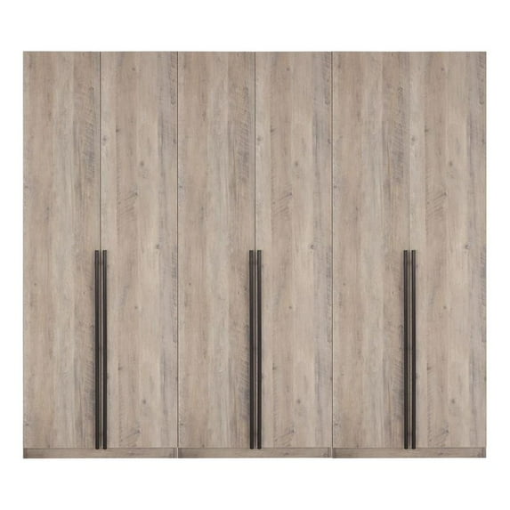 Lee 3-Piece Module Wardrobe Closet from Engineered Wood in Rustic Gray