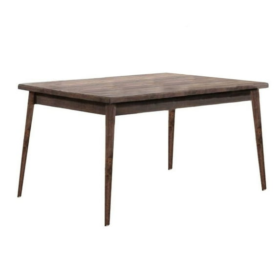 Lee 59 Inch Rectangular Dining Table Tapered Legs Modern Brown Grain Wood - Saltoro Sherpi