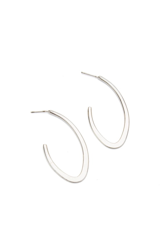 Classic 2-Inch Oval Hoop Earrings - Silver Tone Fashion Jewelry Silver