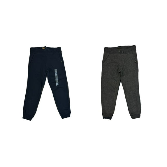 Lee Boy's 2 Pack Elastic Waist & Drawstring Jogger Pants (Heather Charcoal/Navy, 10/12)