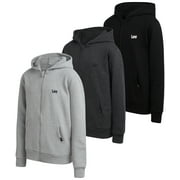 Lee Boys' Zip Up Hoodie - 3 Pack Soft Hooded Sweatshirt for Boys - Cozy Plain Hoodies (Sizes: S-XL)