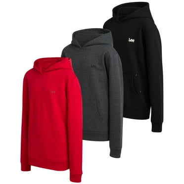 Lee Boys' Pull Over Hoodie - 3 Pack Soft and Cozy Plain Hooded Sweatshirt for Boys (Sizes: S-XL)