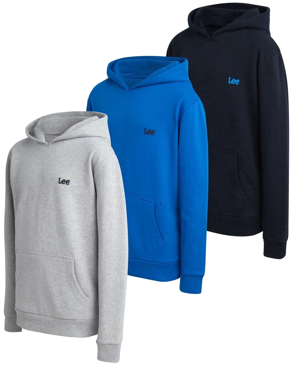 Lee Boys' Pull Over Hoodie - 3 Pack Soft and Cozy Plain Hooded Sweatshirt for Boys (Sizes: S-XL)