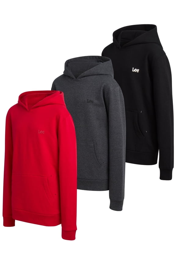 Boys' Pull Over Hoodie - 3 Pack Soft and Cozy Plain Hooded Sweatshirt for Boys (Sizes: S-XL)