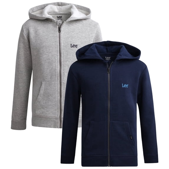 Lee Boys Zip Up Hoodie Lightweight Soft Hooded Sweatshirt for Boys Plain Hoodies 2 or 3 Pack