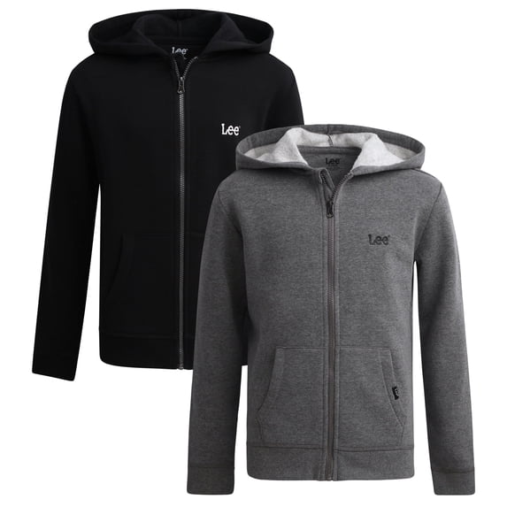 Lee Boys Zip Up Hoodie Lightweight Soft Hooded Sweatshirt for Boys Plain Hoodies 2 or 3 Pack