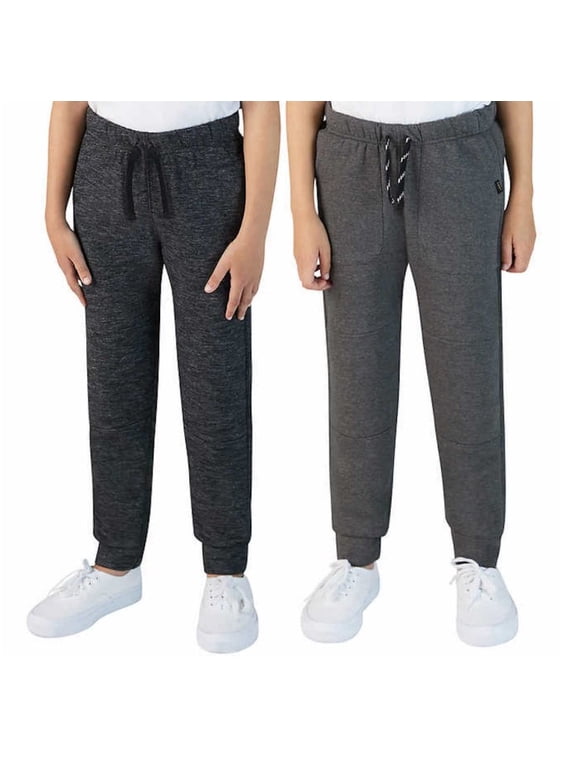 Boys Sweatpants - 2 Pack Basic Cozy Active Fleece Jogger Pants w/ Pockets (Small 7/8) - Blue/Gray