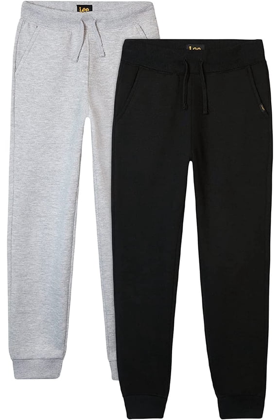Boys Sweatpants Lightweight Cozy Basic Fleece Jogger Pants with Pockets 2 Pack