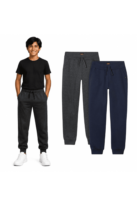Boys Sweatpants Lightweight Cozy Basic Fleece Jogger Pants with Pockets 2 Pack