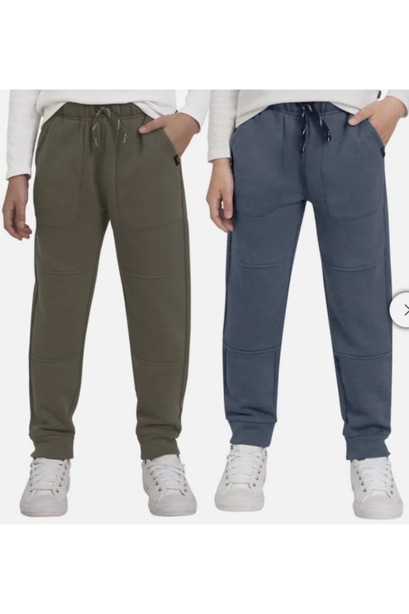 Boys Sweatpants - 2 Pack Basic Cozy Active Fleece Jogger Pants with Pockets (Medium 10/12)