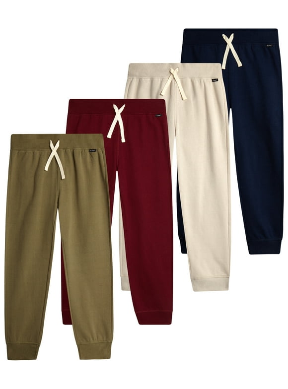 Boys' Sweatpants - 4 Pack Basic Cozy Active Fleece Jogger Pants with Pockets (4-20)