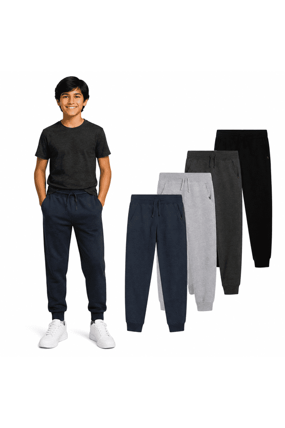Boys' Sweatpants - 4 Pack Basic Cozy Active Fleece Jogger Pants with Pockets (4-20)