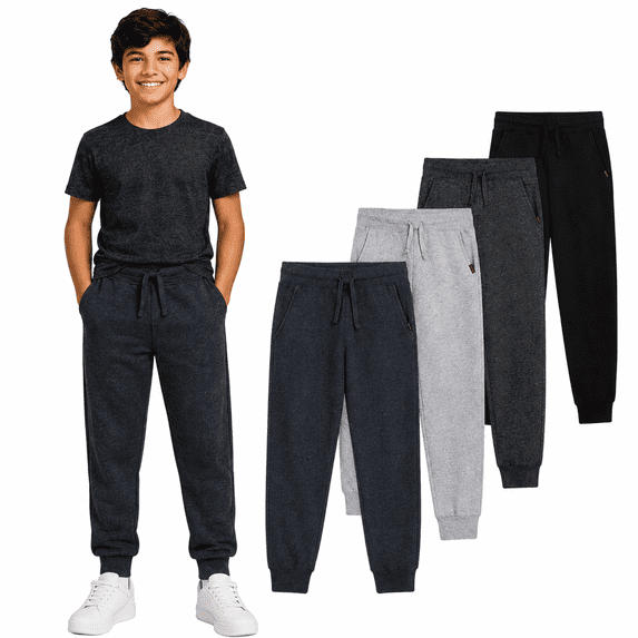 Lee Boys' Sweatpants - 4 Pack Basic Cozy Active Fleece Jogger Pants with Pockets (4-20)
