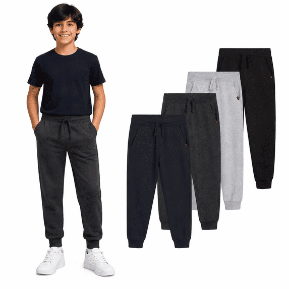 Lee Boys' Sweatpants - 4 Pack Basic Cozy Active Fleece Jogger Pants with Pockets (4-20)