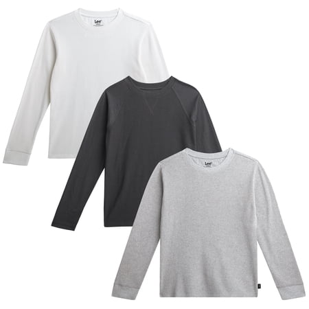 Lee Boys Thermal Shirt Soft Cozy Waffle Knit Thermal Top Long Sleeve Tee Shirts for Boys 3 Pack
