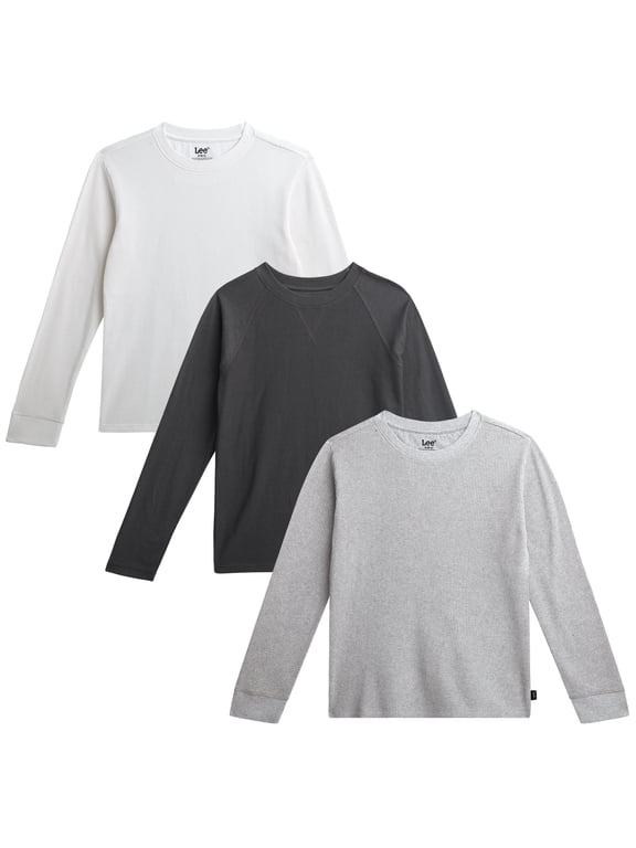 Boys Thermal Shirt Soft Cozy Waffle Knit Thermal Top Long Sleeve Tee Shirts for Boys 3 Pack