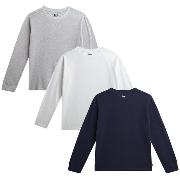 Lee Boys Thermal Shirt - 3 Pack Soft Cozy Raglan Thermal Top Long Sleeve Tee Shirts for Boys