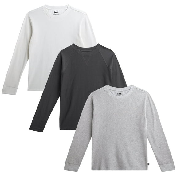 Lee Boys Thermal Shirt - 3 Pack Soft Cozy Raglan Thermal Top Long Sleeve Tee Shirts for Boys