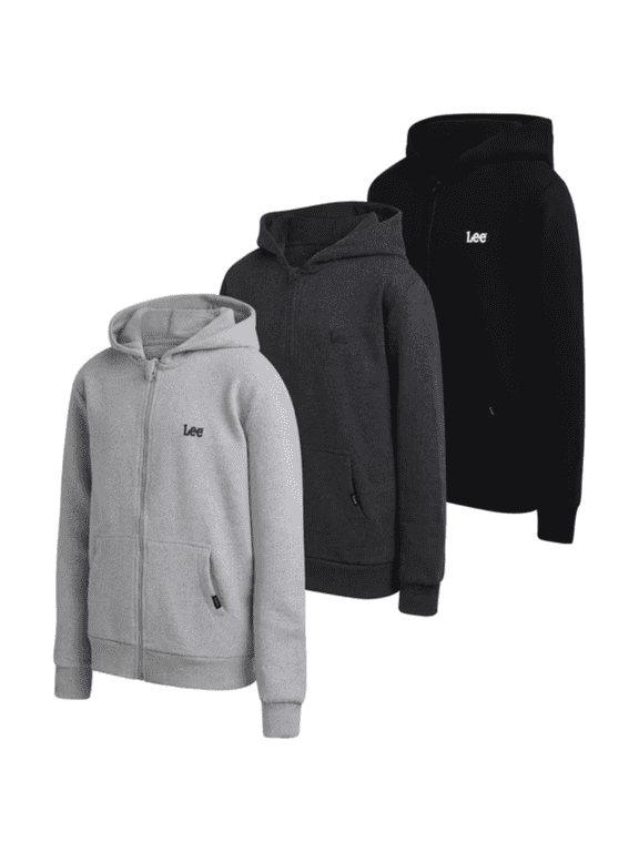 Boys' Zip Up Hoodie - 3 Pack Soft Hooded Sweatshirt for Boys - Cozy Plain Hoodies (Sizes: S-XL)