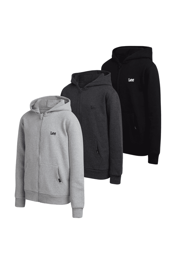 Boys' Zip Up Hoodie - 3 Pack Soft Hooded Sweatshirt for Boys - Cozy Plain Hoodies (Sizes: S-XL)