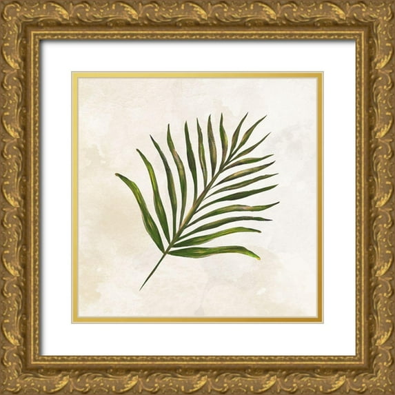 Lee C 12x12 Gold Ornate Wood Framed with Double Matting Museum Art Print Titled - Tropical Leaves IV