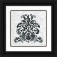 thumbnail image 1 of Lee C 20x20 Black Ornate Wood Framed with Double Matting Museum Art Print Titled - Textured Damask II on white, 1 of 4