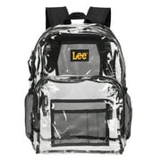 Lee Clear Water Resistant Backpack for Boys and Girls - Durable Plastic See Thru Bag for Casual Use, Stadiums, Concerts, Schools (Clear Black)