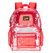 Lee Clear Waterproof Backpack, Durable Plastic Book Bag, Casual, for Student, Clear Red