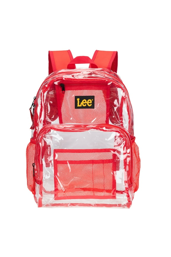 Clear Waterproof Backpack, Durable Plastic Book Bag, Casual, for Student, Clear Red