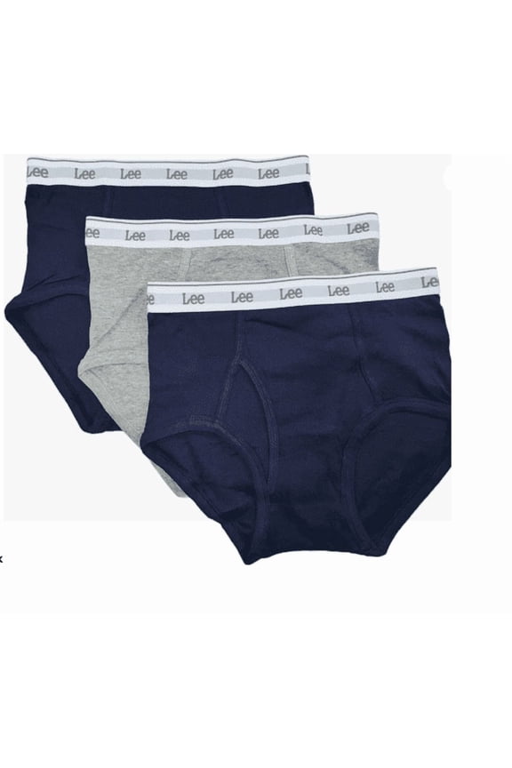 Cotton Mens Briefs, 3-Pack, 100% Cotton, Classic Fit, Size Small (Navy-Grey-Navy)