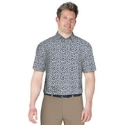 Lee Golf Mens and Big Men s All-Over Foliage Print Short Sleeve Golf Polo Shirt, up to Size 5X