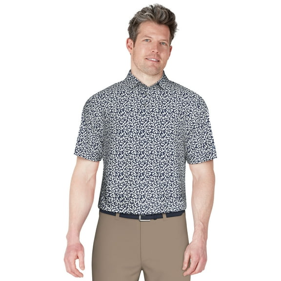 Lee Golf Men's and Big Men’s All-Over Foliage Print Short Sleeve Golf Polo Shirt, up to Size 5X