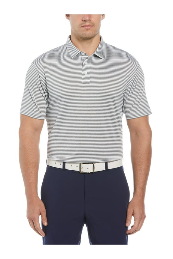 Men's and Big Men’s Feeder Stripe Short Sleeve Golf Polo Shirt, up to Size 5XL