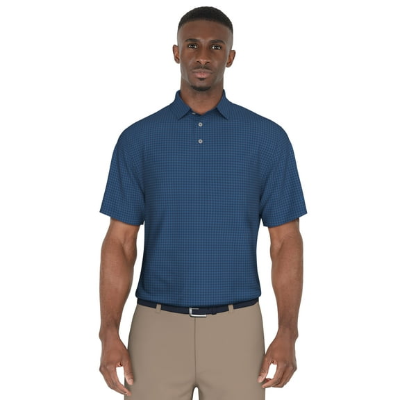 Lee Golf Men's and Big Men’s Plaid Print Short Sleeve Golf Polo Shirt, up to Size 5X