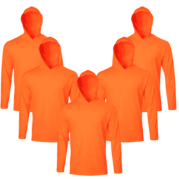 Men's 5-Pack UPF 50+ Sun Protection Hoodies, Quick Dry Long Sleeve Shirts for Outdoor Gym