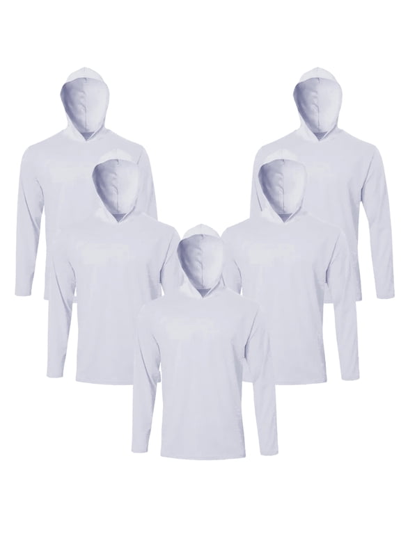 Men's 5-Pack UPF 50+ Sun Protection Hoodies, Quick Dry Long Sleeve Shirts for Outdoor Gym