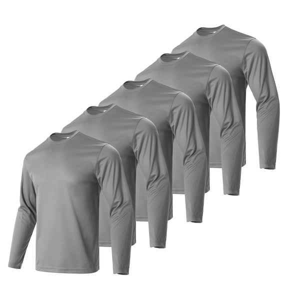 Lee Hanton UPF 50 Breathable Athletic Sweatshirts Classic Long Sleeve Dry Fit T-Shirts Crew Neck Cooling Dailywaer Tee Shirt for Men Lt.Grey*5 S