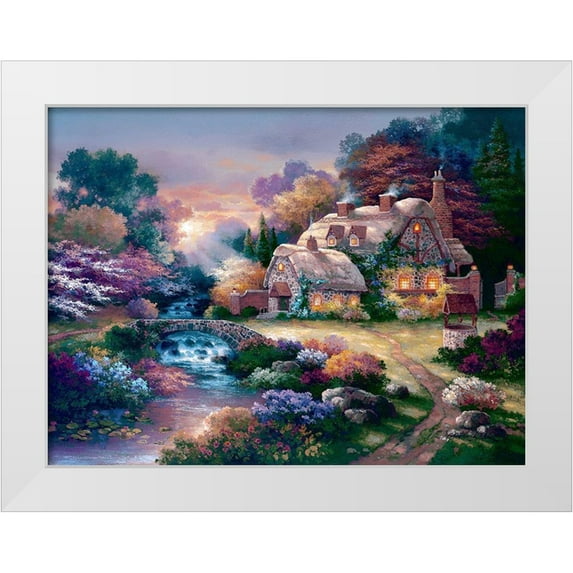 Lee, James 14x12 White Modern Wood Framed Museum Art Print Titled - Garden Wishing Well