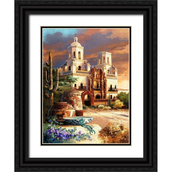 Lee, James 15x18 Black Ornate Wood Framed with Double Matting Museum Art Print Titled - Mission Scene