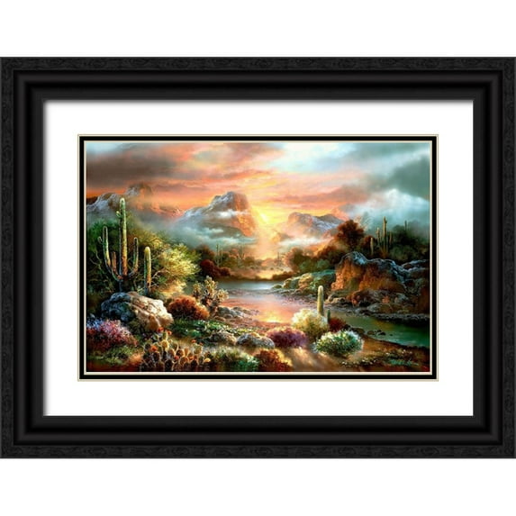 Lee, James 18x13 Black Ornate Wood Framed with Double Matting Museum Art Print Titled - Sunset Splendor