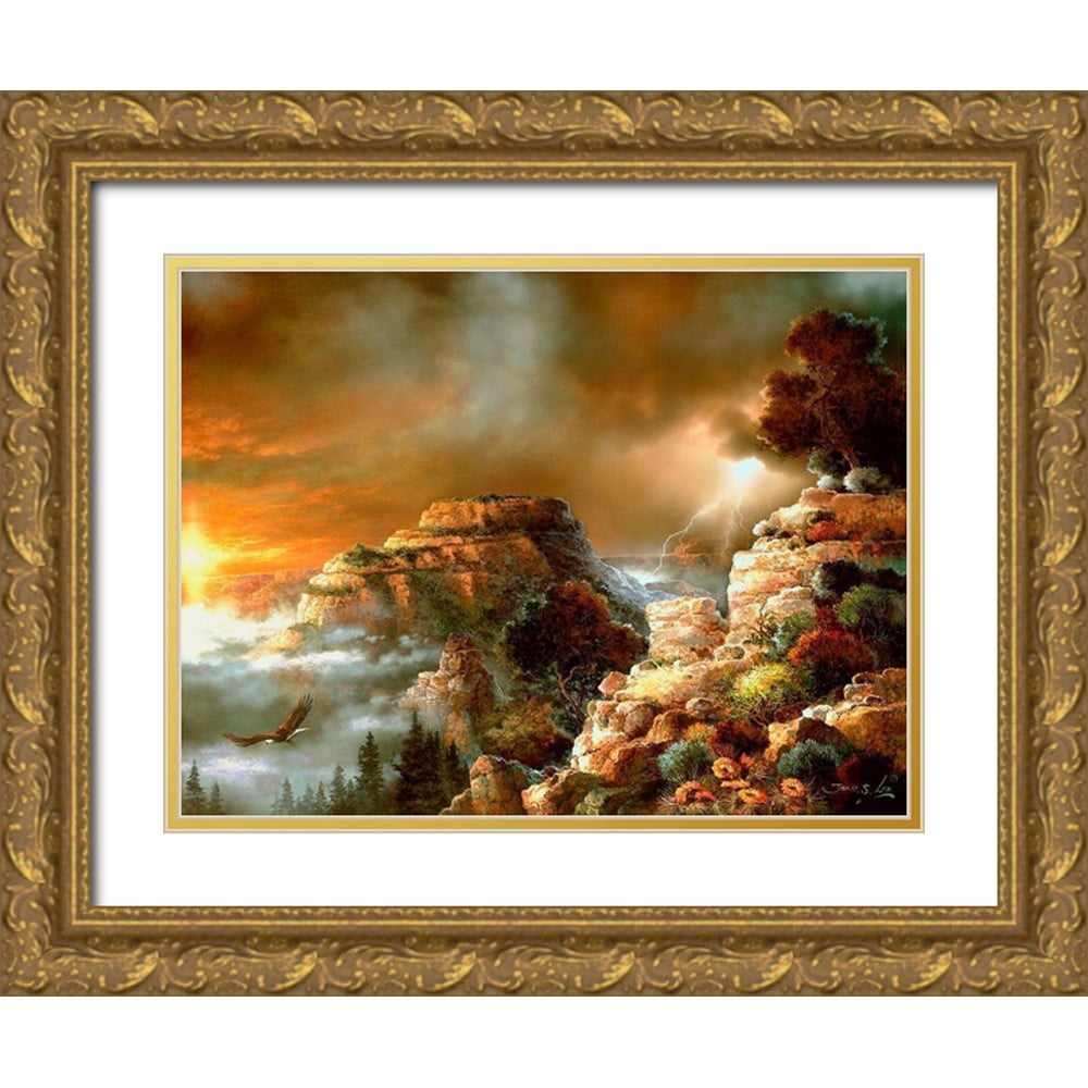 E. Lee サイン入 モダンアート パネル Windsor Art 特大サイズ Lee, James 14x12 Black Ornate Wood Framed with Double Matting