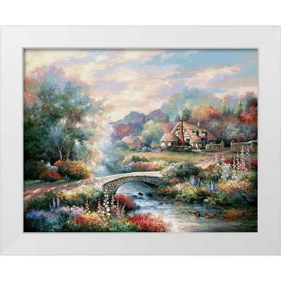 Lee, James 32x26 White Modern Wood Framed Museum Art Print Titled - Country Bridge