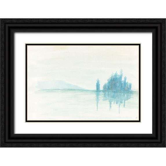 Lee, Judson 32x23 Black Ornate Wood Framed with Double Matting Museum Art Print Titled - Green Tea Reflections