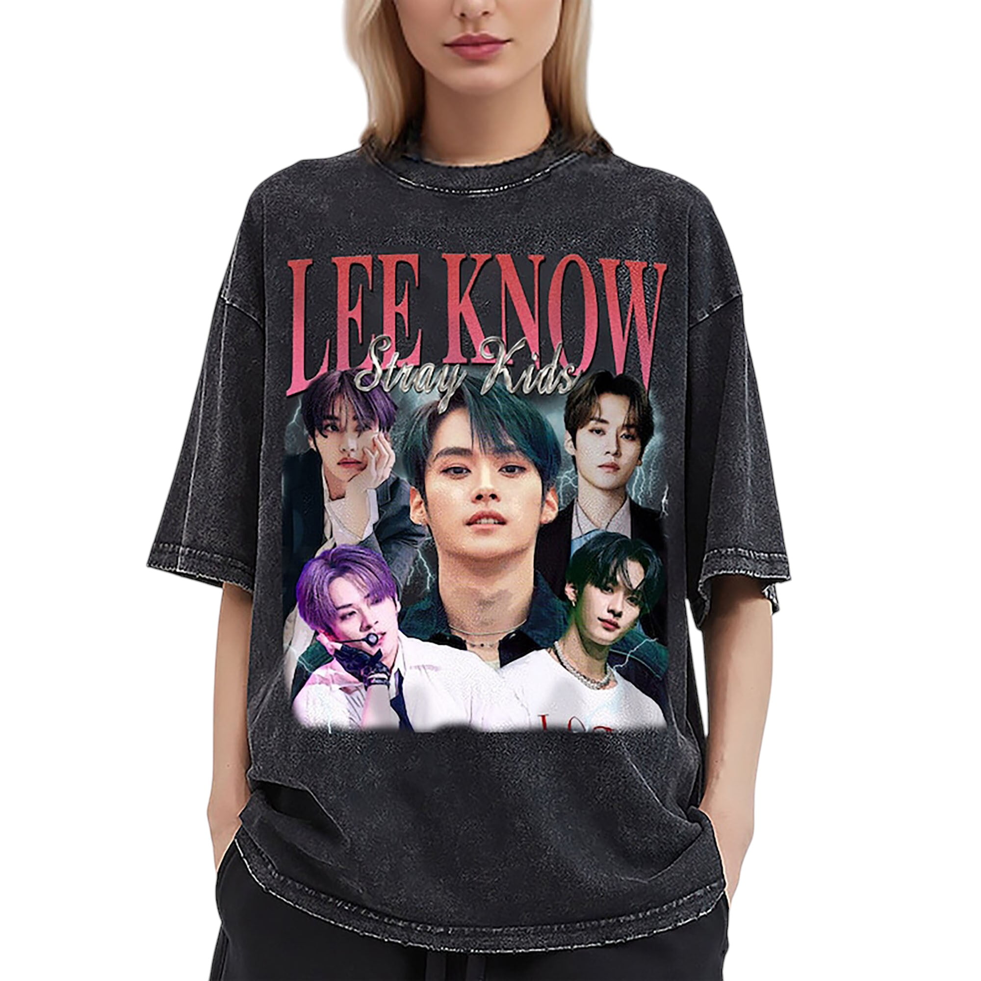 Lee Know Vintage Washed Retro Unisex Classic 2D T-Shirt - Korean Rapper ...