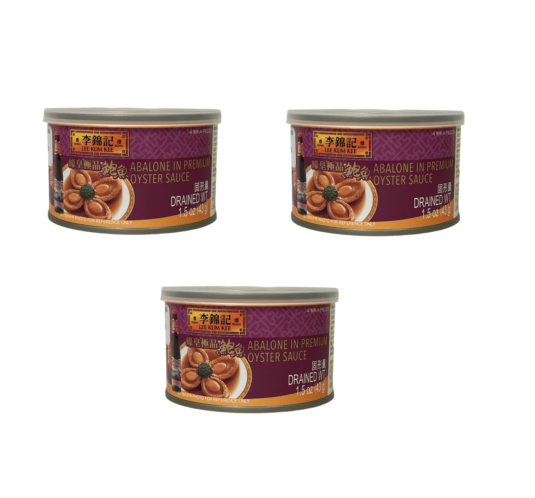 Lee Kum Kee Abalone in Premium Oyster Sauce 7.8oz/ 220g; Set of 3 Cans