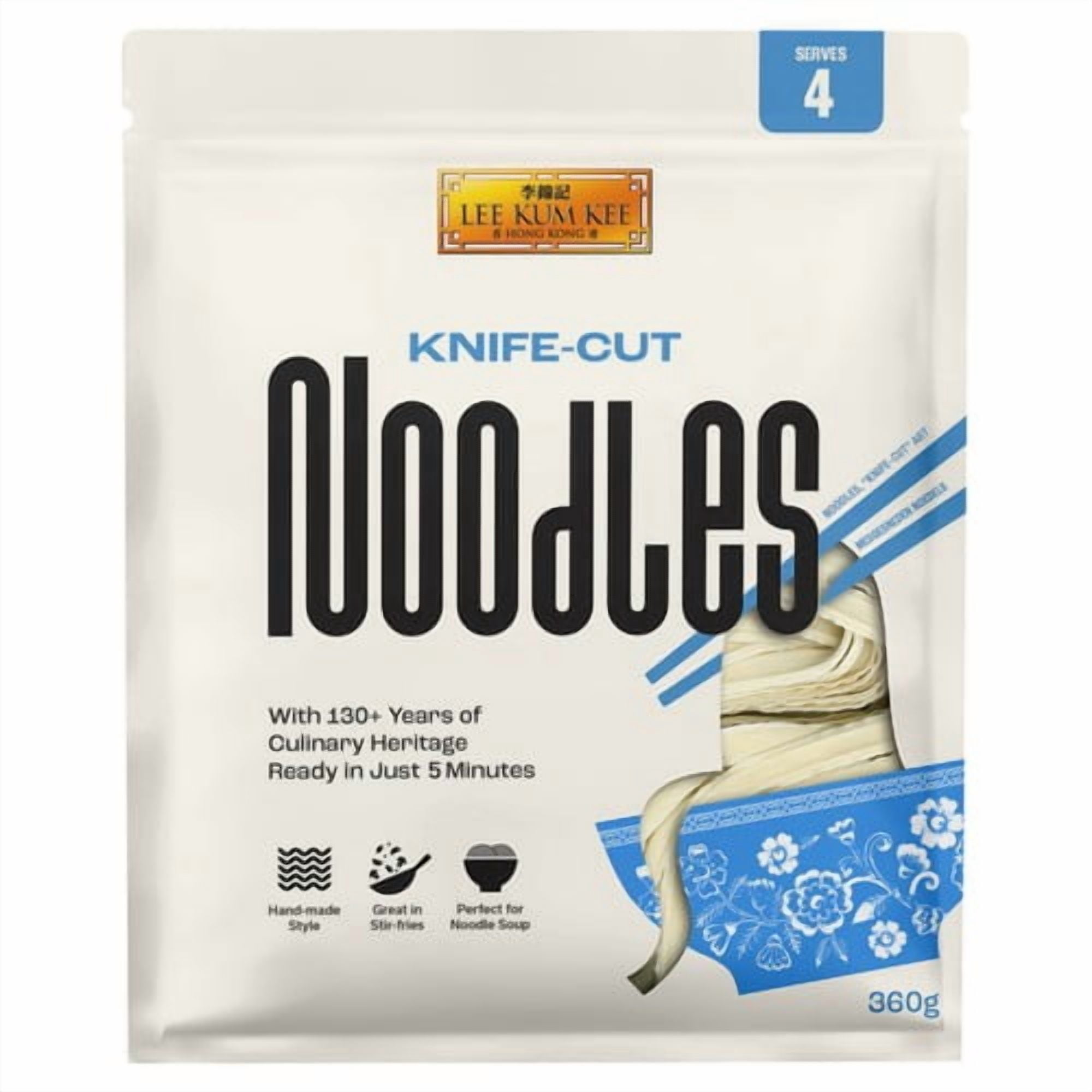 Lee Kum Kee Knife-Cut Noodles (4 portion) 360g, British Import (Pack of 3)