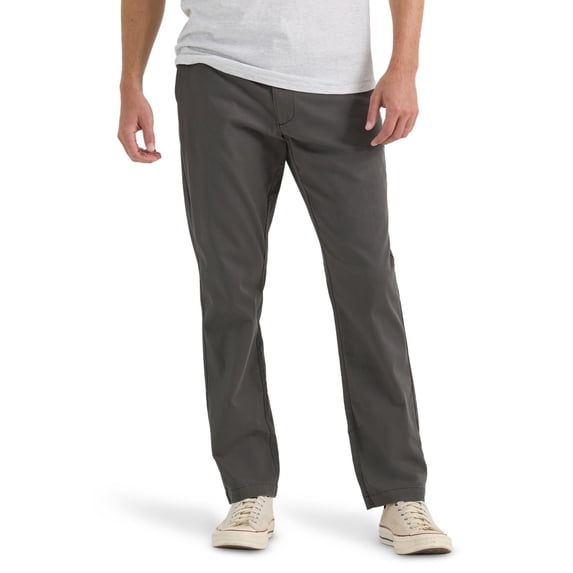 Lee Men's Extreme Motion Flat Front Relaxed Taper Pant, Static Gray, 38W x 34L