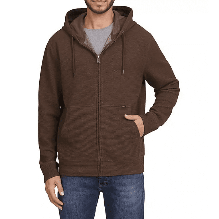 Lee Men's Full Zip Textured Hoodie (Brown Bark, XXL) - Walmart.com
