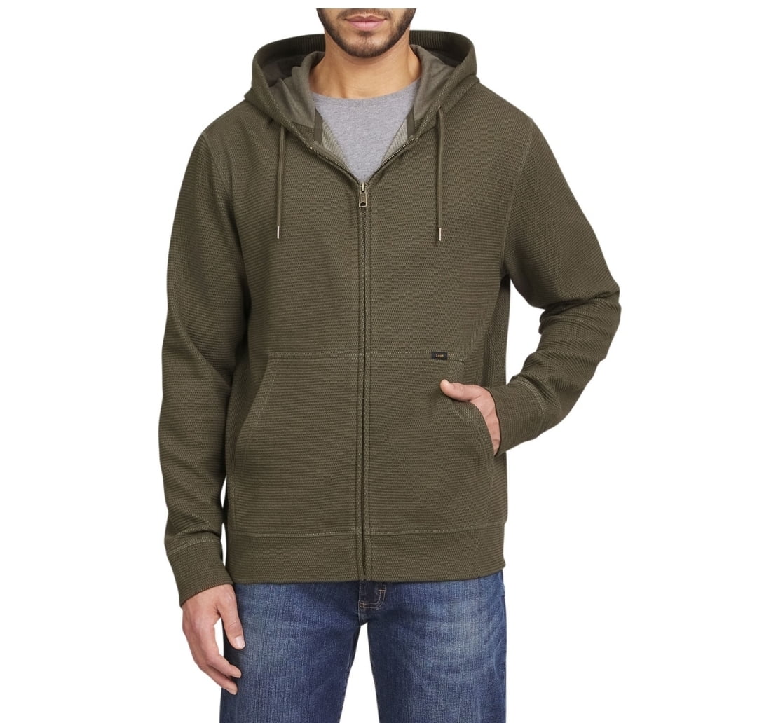 Lee Men's Full Zip Textured Hoodie Olive 2XL - Walmart.com