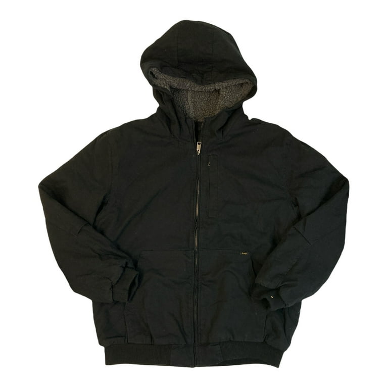 Lee Men s Hooded Zip Up Sherpa Lined Canvas Workwear Bomber Jacket